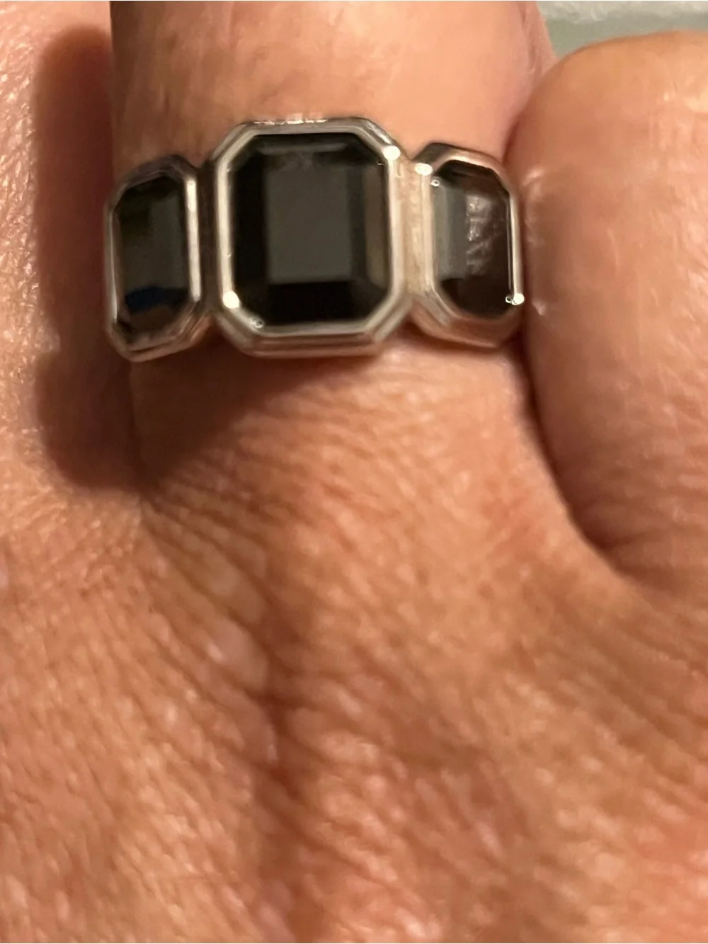 BOMB PARTY The Unstoppable Ring — Black Onyx & CZ, Rhodium Plated — NWT